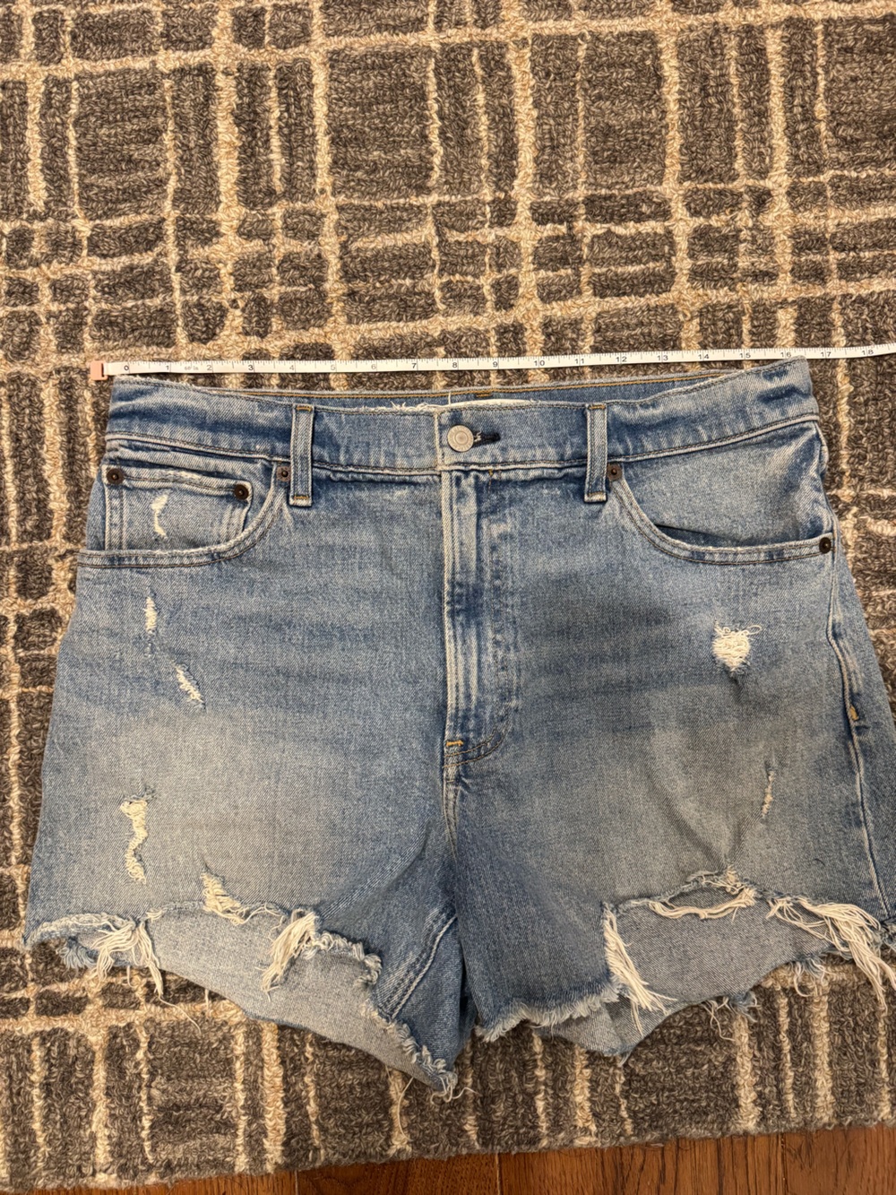 Abercrombie & Fitch Light Blue Distressed Denim Shorts